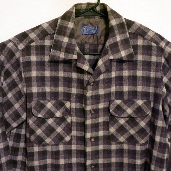Pendleton Shirt Mens XL Long Sleeve Button Board Shirt Vintage Wool Black White - Picture 1 of 5